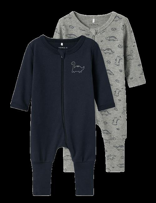name it | Nbmnightsuit 2P Zip Ff Grey Dino Noos | 56