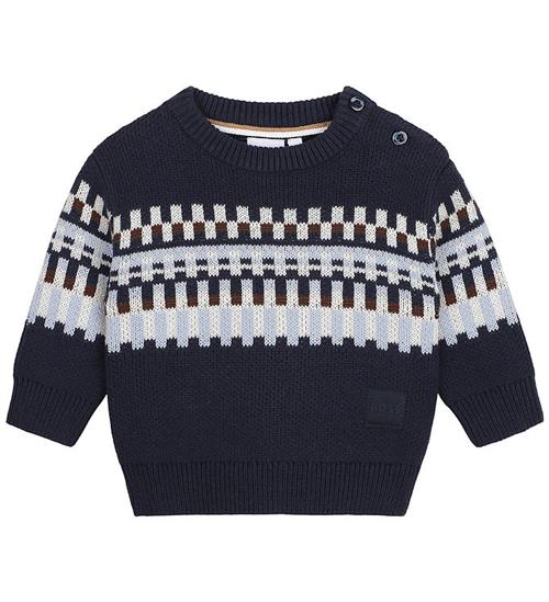 BOSS Bluse - Strik - Navy m. Mønster