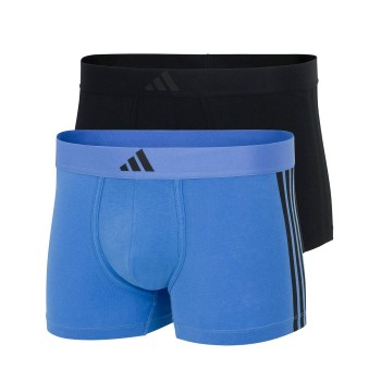adidas 2P Active Flex Cotton 3 Stripes Low Rise Trunk Sort/Blå bomuld Large Herre