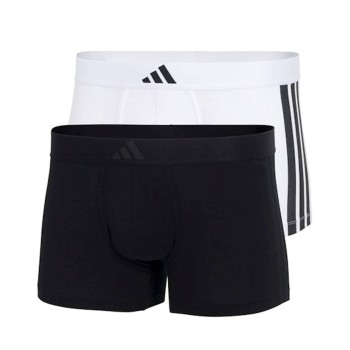 adidas 2P Active Flex Cotton 3 Stripes Low Rise Trunk Hvid/Sort bomuld X-Large Herre