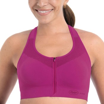 Anita BH Active Front Zip Sports Bra Mørkrosa  nylon X-Small Dame