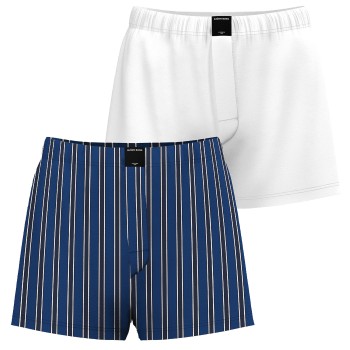 Björn Borg 2P Cotton Stretch Woven Boxer Shorts Blå/Hvid bomuld XX-Large Herre