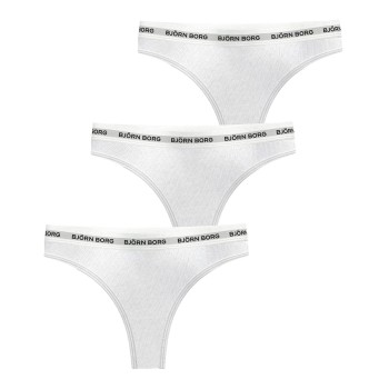 Björn Borg Trusser 3P Logo Thong Hvid bomuld Large Dame