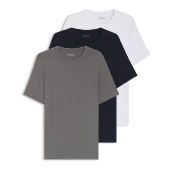 BOSS 3P Bamboo RN T-Shirt Sort/Hvid Bambus Large Herre