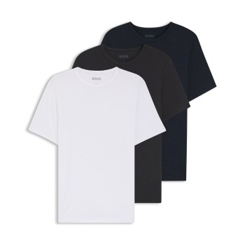BOSS 3P Bamboo RN T-Shirt Sort/Marine/Hvid Bambus Small Herre