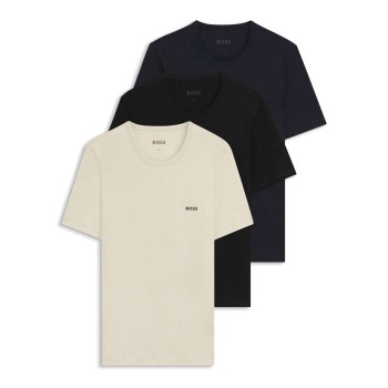 BOSS 3P Classic Regular Fit Crew Neck T-Shirt Beige/marine bomuld X-Large Herre