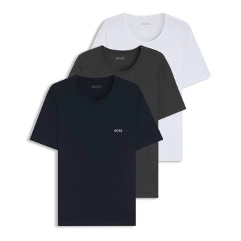 BOSS 3P Classic Crew Neck T-shirt Hvid/Grå bomuld Medium Herre