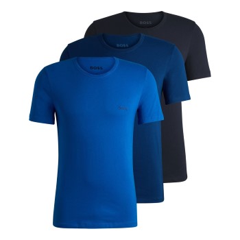 BOSS 3P Classic Regular Fit T ShirtRN Sort/Blå bomuld Large Herre