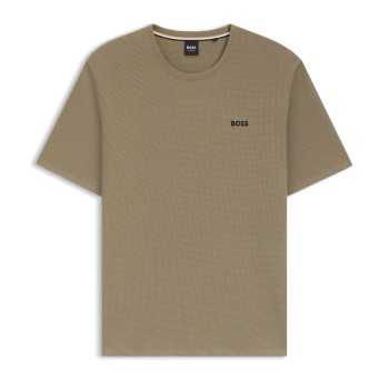BOSS Waffle T Shirt Sand Medium Herre