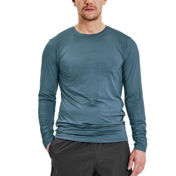 Bread & Boxers Bread and Boxers Active Long Sleeve Shirt Blå polyester Small Herre