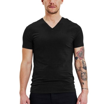 Bread & Boxers Bread and Boxers Cotton Stretch V-Neck T-shirt 2P Sort økologisk bomuld Medium Herre