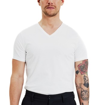 Bread & Boxers Bread and Boxers Cotton Stretch V-Neck T-shirt 2P Hvid økologisk bomuld Medium Herre