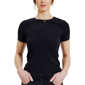 Bread & Boxers Bread and Boxers Crew Neck Slim Sort økologisk bomuld Small Dame