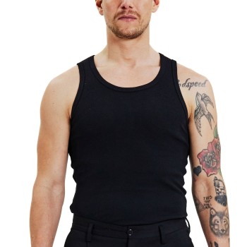 Bread & Boxers Bread and Boxers Ribbed Tank Top 2P Sort økologisk bomuld Small Herre