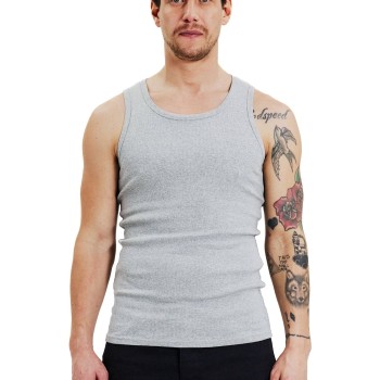 Bread & Boxers Bread and Boxers Ribbed Tank Top 2P Grå økologisk bomuld X-Large Herre