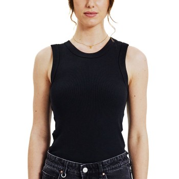 Bread & Boxers Bread and Boxers Tank Crew Neck Ribbed Sort økologisk bomuld Large Dame