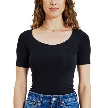 Bread & Boxers Bread and Boxers T-Shirt Scoop Neck Sort økologisk bomuld Medium Dame