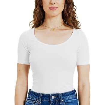 Bread & Boxers Bread and Boxers T-Shirt Scoop Neck Hvid økologisk bomuld Large Dame