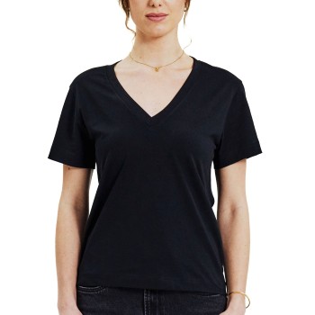 Bread & Boxers Bread and Boxers V-Neck Regular Tee Sort økologisk bomuld Medium Dame