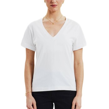 Bread & Boxers Bread and Boxers V-Neck Regular Tee Hvid økologisk bomuld Large Dame