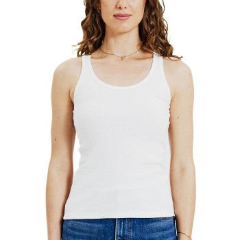 Bread & Boxers Bread and Boxers Women Ribbed Tank Top Hvid bomuld Large Dame