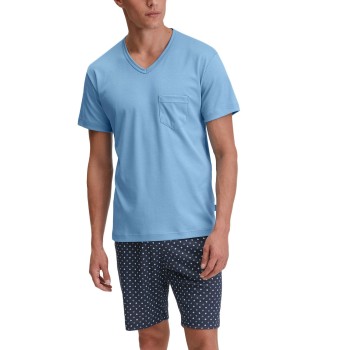 Calida Relax Streamline Short Pyjama Lyseblå bomuld Medium Herre