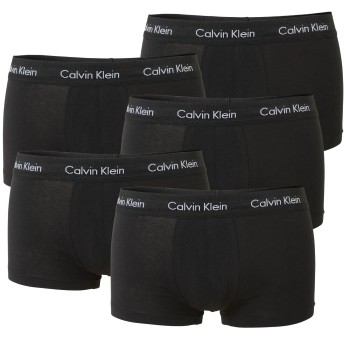 Calvin Klein 5P Cotton Stretch Solid Low Rise Trunks Sort bomuld Large Herre
