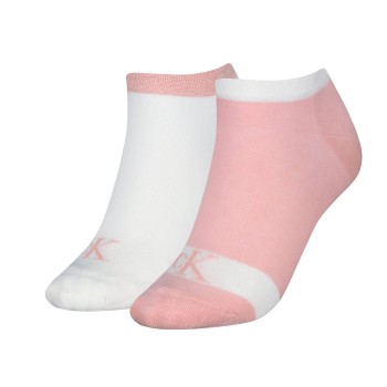 Calvin Klein Strømper 2P Glossy Sneaker Socks Hvid/Rosa Str 39/42 Dame
