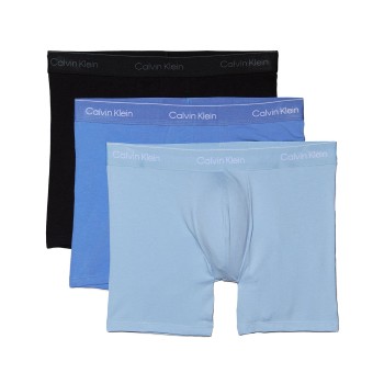 Calvin Klein 3P Icon Cotton Boxer Briefs Sort/Blå bomuld Small Herre