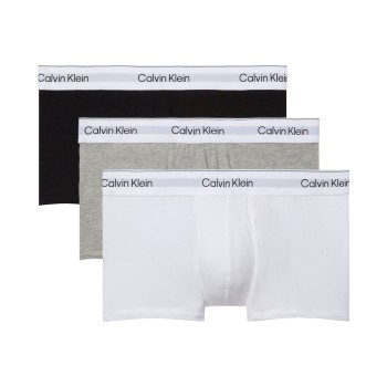 Calvin Klein 3P Icon Cotton Stretch Low Rise Trunk Hvid/Grå bomuld Large Herre