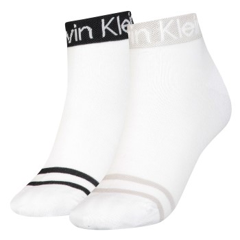 Calvin Klein Strømper 2P Logo Welt Quarter Socks Hvid One Size Dame