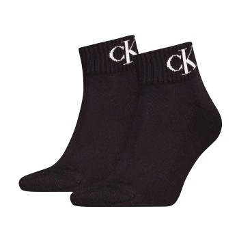 Calvin Klein Strømper 2P Monogram Quarter Socks Sort Str 43/46 Herre