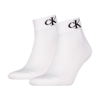 Calvin Klein Strømper 2P Monogram Quarter Socks Hvid Str 39/42 Herre