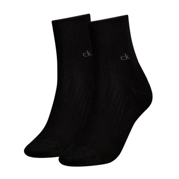 Calvin Klein Strømper 2P Short Sock Roll Top Sort Str 35/38 Dame