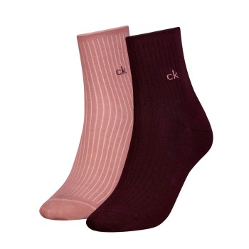 Calvin Klein Strømper 2P Short Sock Roll Top Sort/Rosa Str 35/38 Dame