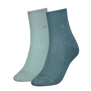 Calvin Klein Strømper 2P Short Sock Roll Top Turkise/Blå Str 39/42 Dame