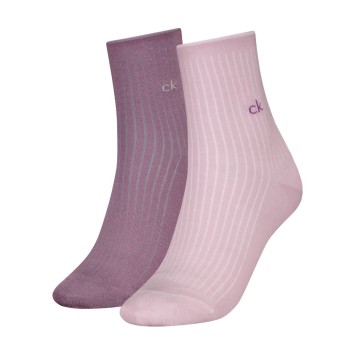 Calvin Klein Strømper 2P Short Sock Roll Top Rosa/Lilla Str 35/38 Dame