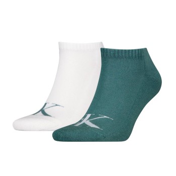 Calvin Klein Strømper 2P Sneaker Monogram Socks Hvid/Blå Str 39/42 Herre