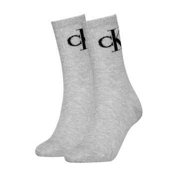Calvin Klein Strømper 2P Women Monogram Crew Socks Grå Str 39/42 Dame