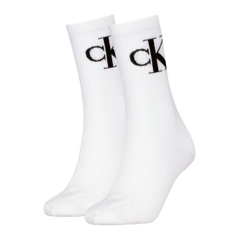 Calvin Klein Strømper 2P Women Monogram Crew Socks Hvid Str 35/38 Dame