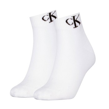 Calvin Klein Strømper 2P Women Monogram Quarter Socks Hvid Str 35/38 Dame