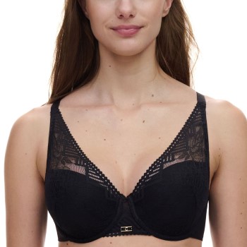 Chantelle BH Origins Lace Lightweight Plunge Bra Sort nylon D 80 Dame