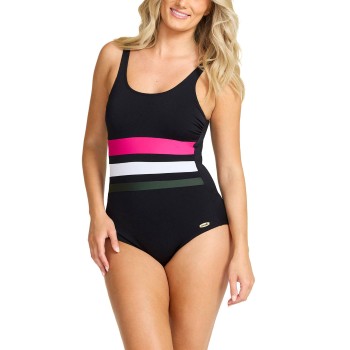 Damella Annabella Chlorine Resistent Swimsuit Sort/Rosa polyester 46 Dame