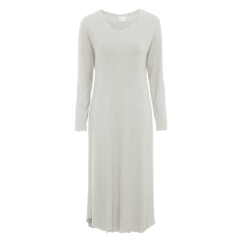 Damella Bamboo Plain Long Sleeve Nightdress Grå Bambus Large Dame