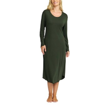 Damella Bamboo Plain Long Sleeve Nightdress Oliven Bambus XX-Large Dame