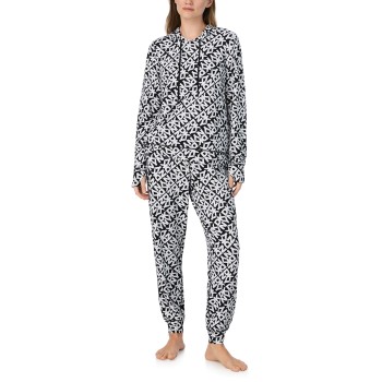 DKNY Chill In Style Hoodie Jogger Set Sort/Hvid polyester X-Small Dame