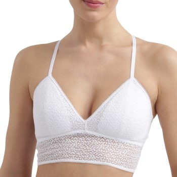DKNY BH Modern Lace Racerback Longline Bralette Hvid nylon Large Dame