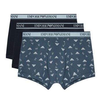 Emporio Armani Armani Logo Boxer Briefs With Core Logo Waistband 3P Marine/Blå bomuld Large Herre
