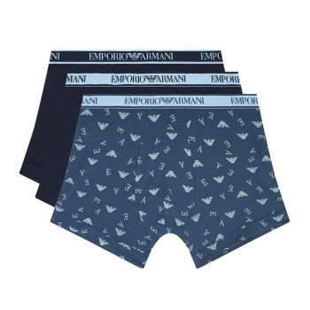 Emporio Armani Armani Logo Boxer With Long Leg 3P Marine/Blå bomuld Large Herre