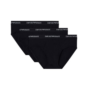 Emporio Armani Armani Stretch Jersey Briefs 3P Sort bomuld Small Herre